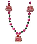 Happy Birthday Pink Cake Girl Mardi Gras Beads Party Favor Necklace - £5.45 GBP