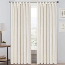 Linen Curtains Natural Linen Blended Tab Top Window Treatments Panels, Ivory - £32.76 GBP