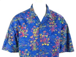 Wild Hawaiian Shirt Road To California Hoffman California Fabric Blue Fl... - £59.23 GBP