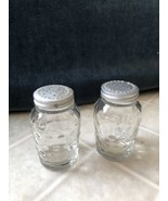 Vintage Bubble clear Glass hobnail Salt and Pepper Shaker Set - £13.69 GBP