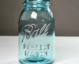 Antique 1922-33 Ball PERFECT MASON Quart Jar Regular Mouth Blue Glass De... - £19.77 GBP