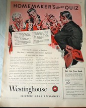 Westinghouse Homemaker’s War Time Quiz WWII Era Advertising Print Ad Art 1940s - $9.99