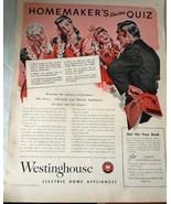 Westinghouse Homemaker’s War Time Quiz WWII Era Advertising Print Ad Art... - $13.70 CAD