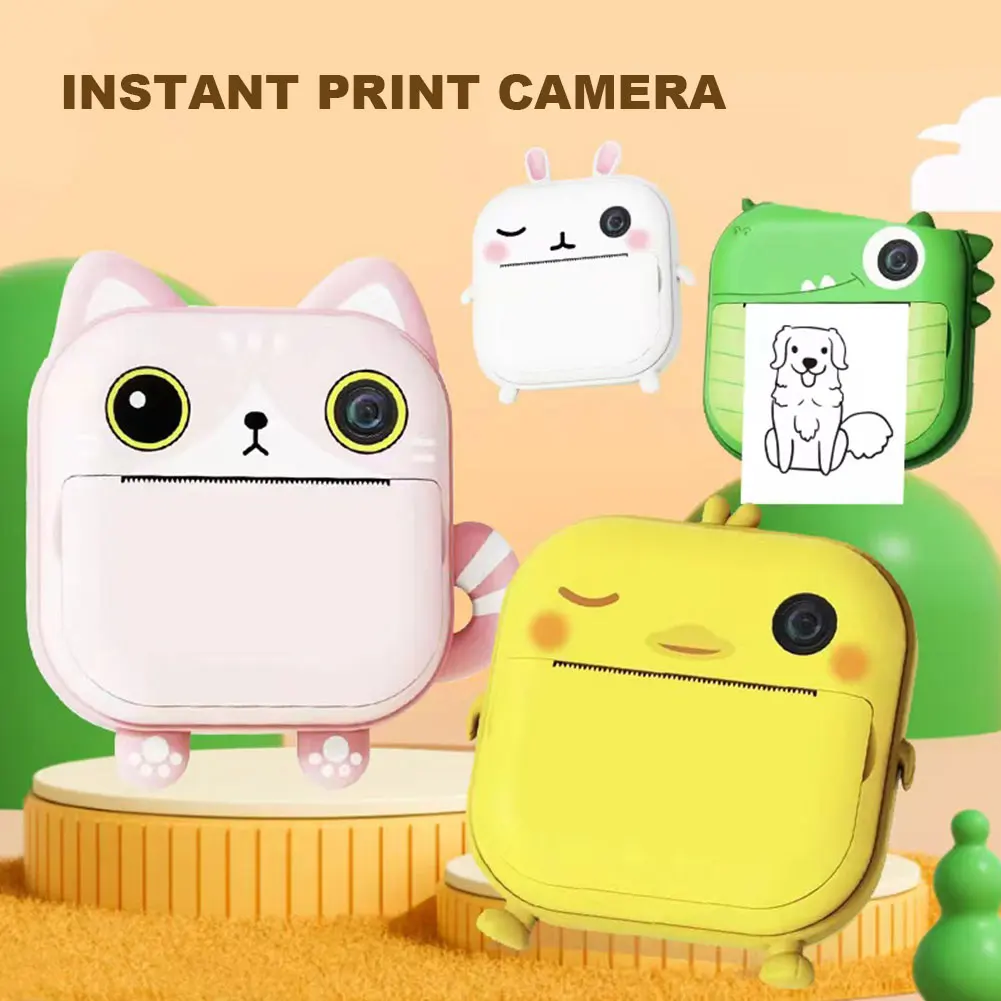 2.4 Inch LCD Instant Camera Birthday Gift Cartoon Kids Print Camera Battery - £64.92 GBP