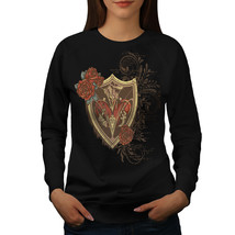 Wellcoda Heart Shield Rose Womens Sweatshirt, Lust Casual Pullover Jumper - £22.86 GBP+