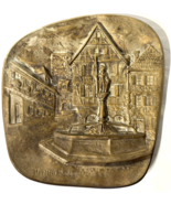 Vintage Town Scene Bretten Baden Germany Bronze Plaque 3d Wall Hanging S... - $54.45