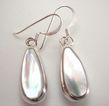 Reversible Genuine Mother of Pearl and Simulated Turquoise 925 Silver Earrings - £19.96 GBP
