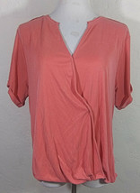 Saturday Sunday Womens Top Medium Coral Pink V Neck Short Sleeve Anthropologie - £15.97 GBP