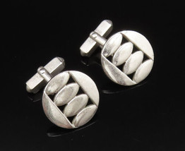 SWANK 925 Silver - Vintage Navette Shaped Round Cuff Links - TR3448 - £52.40 GBP