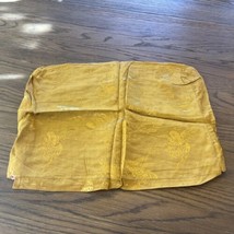 Silk Pillow Case Lined Mustard Yellow Swan Tree Sun Chinese Vintage  - £16.45 GBP