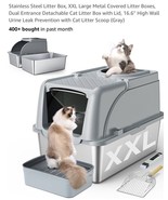 Stainless Steel Litter Box, XXL Large Metal Covered Litter Boxes, Dual E... - $2,468.61 MXN