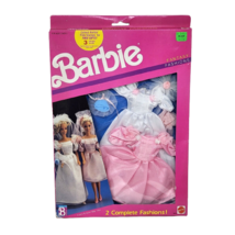 VINTAGE 1989 BARBIE MATTEL FANTASY FASHIONS 2 COMPLETE OUTFITS CLOTHING ... - £51.56 GBP