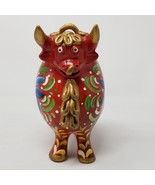 Ceramic Bull Statue Mexican Pinata Style Bright Colors Gold Red 7&quot; x 6&quot; ... - £26.68 GBP