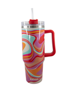 Multicolor Summer Groovy Swirls 40 Oz Insulated Stainless Steel Tumbler ... - £29.51 GBP