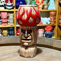 Hot Head Brown Tiki Mug Tiki Farm Joe Vitale 2002 Retired Flames Lowbrow - $36.62
