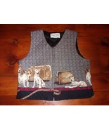 VINTAGE SHARON YOUNG VEST WITH ADORABLE  JACK RUSSELL TERRIER MOTIF  - £40.27 GBP
