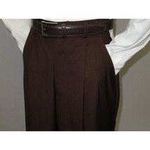Mens Apollo  King  Banded Collarless suit Chinese Mandarin Wide leg AG94 Brown image 8