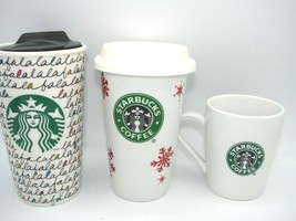 Starbucks Holiday 2011 Ceramic Travel Mug Tumbler FALALALALA 12 Cup Coffee White - £7.13 GBP+