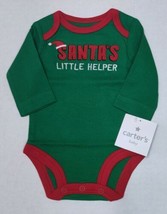 Carters Christmas Bodysuit Newborn or 3 Months Santa&#39;s Little Helper Boy or Girl - £1.19 GBP