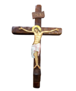 16&quot; Holy Cross Byzantine Carved Wooden Greek Religious Handmade Wall Cru... - $63.71