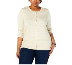 Charter Club Womens Plus 1X Gold Dust Textured Fine Gauge Cardigan Sweat... - £9.77 GBP