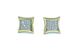 ADIRFINE 10K Solid Gold 10MM Square Micro Pave Cubic Zirconia Studs Earrings - $191.99