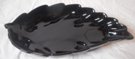 Vintage Frankoma Pottery 226 Black Onyx Leaf Foliage Tray Trinket Dish 12 1/2&quot; - £17.12 GBP