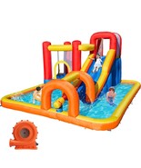 Inflatable Bounce House Water Park With Long Water Slide &amp; Large Splash ... - £555.21 GBP