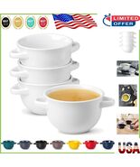 Modern White Soup Crocks with Comfort Grip - Set of 4, 18 oz Oven Safe B... - $1,070.68 MXN
