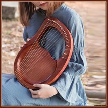 Solid Piece Mahogany Wood Blue or Natural 16 String Hand Made Travel Lyre Harps - £148.64 GBP