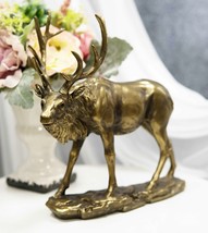 Large Wapiti Bull Elk Deer With Towering Antlers Rustic Statue In Gold P... - $49.99