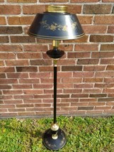 Black/Gold Painted Ivy Tole Floor Lamp 53&quot; T Works Vintage Mid Century T... - £193.30 GBP