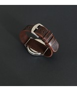 Dark Brown Distressed Leather Watch Strap - Soft Handmade Military Band 18-24mm - $35.00
