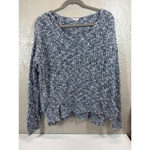 Garage Knit Blue And White Sweater V Neck Chunky Womens Size Large - $408.81 MXN