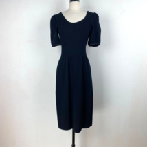 Vintage St. John by Marie Gray Knit Basic Black Dress Short Puff Sleeves... - £97.34 GBP