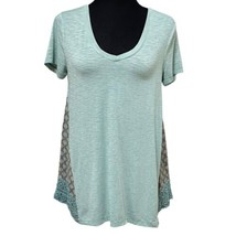 Soft Surroundings Seafoam Green Stretch V-Neck Shirt Side Lace Trim Size XS - $14.99