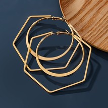 Big Long Golden Earrings Vintage Geometry Gold Dangle Drop Earrings for Women Fe - £7.05 GBP