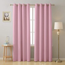 Door Curtains Set of 2 Piece with 3 Layers Weaving Thermal Insulated (Baby Pink) - £52.18 GBP