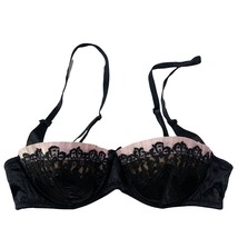 Victoria&#39;s Secret Size 34B Bra Nylon Silky Black Pleated Sexy Lace Underwired - £9.58 GBP