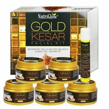 NutriGlow Gold Kesar Facial Kit 6-Pieces Skin Care Set  260gm, With Gold Dust - £29.36 GBP