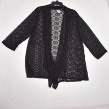 Collections Etc. Black Lace Cardigan Style Swim Cover Up Size XL - £11.21 GBP