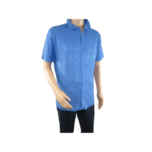 Mens Stacy Adams Italian Style Knit Woven Shirt Short Sleeves 3128 Denim Blue image 7