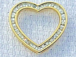 10K Yellow Gold Natural Diamond Slide Heart Pendant .28 Carat Channel Se... - $238.08