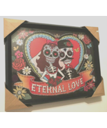 ETERNAL LOVE Framed DOD Skull Couples Red Roses 17&quot; x 13&quot; x 1 3/4&quot; Wall ... - $44.63