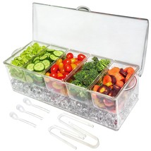 Ice Chilled 5 Compartment Condiment Server Caddy - Serving Tray Container With 5 - £43.94 GBP