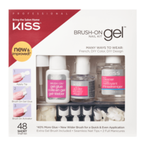 KISS, Press on Nails, Brush on Gel Nail Kit, White, Short Square, 48 Count  - $24.99