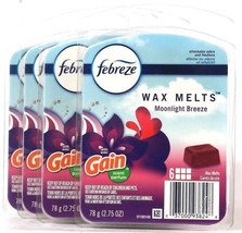 4 Packs Febreze 2.75 Oz With Gain Moonlight Breeze Scent 6 Count Wax Melt Cubes - £28.76 GBP