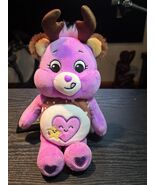 Take Care Bear w/Deer Antlers Star Heart Belly Stuffed Plush Christmas - $14.50