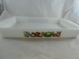 Vintage Glasbake 3 Quart Milk Glass Baking Dish Pan 15&quot; x 9&quot; garden Harvest 1978 - £25.22 GBP