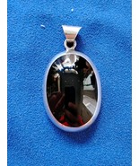 Large Taxco 925 Sterling Silver Cabochon Oval Onyx Pendant Free Shipping - $1,277.47 MXN